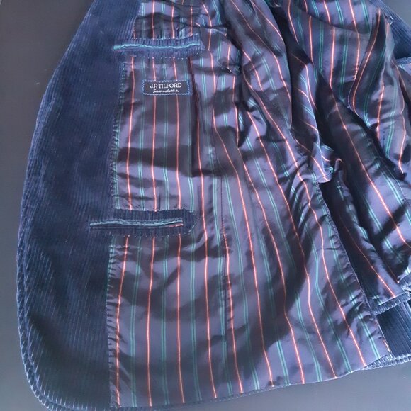 JP Tilford Samuelsohn SZ 38 Navy Blue Corduroy 2 Button Sport Jacket Blazer - Picture 7 of 15